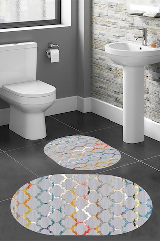 Eliana Home Dijital Baskı 2'li Banyo Paspas Takımı Lna5-hy903 100x60 Ve 60x50 Cm Gri