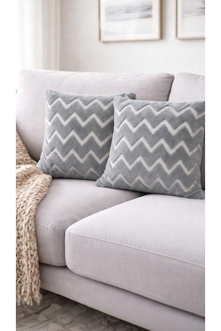 Linen Bohem Soft Punch Gri Kırlent Kılıfı 2 Adet 43x43 Gri