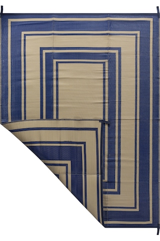 Savana Xl Plaj Kamp Karavan Piknik Bahçe Halısı Balkon Teras Hasır Mat Savan Halı 240x330 Bej - Lacivert