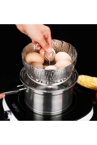 Paslanmaz Çelik Teleskopik Süzgeç Buharlı Pişirici Rafı