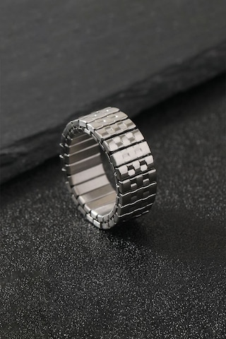Chavin Silver Çelik 10 Mm Unisex Lastikli Geniş Yüzük Ev39by Gri
