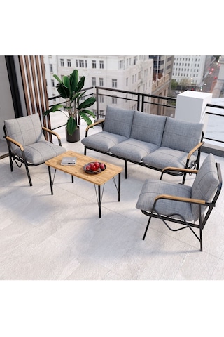 Doruk Home Balkon, Bahçe, Cafe, Metal Koltuk Takımı, Bahçe Mobilyası , Oturma Grubu 3+1+1+sehpa Orta Gri