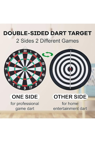 Büyük Boy Dart Seti 36 Cm Çift Taraflı Dart Hedef Tatası 6 Oklu