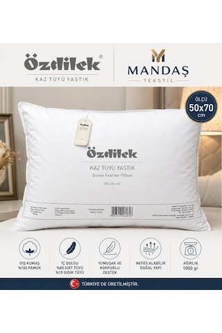 Özdilek %100 Kaz Tüyü Yastık 50x70 Beyaz