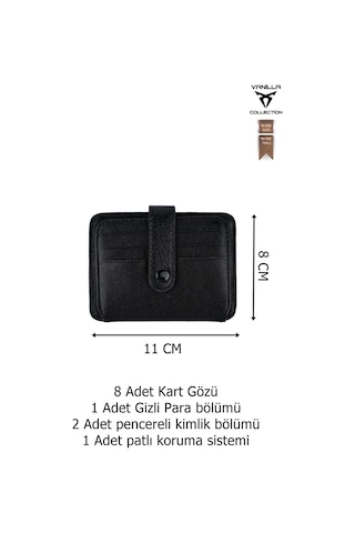 Hakiki Deri Unisex Kredi Kartlık Cüzdan Portföy Süper Ince Model Siyah
