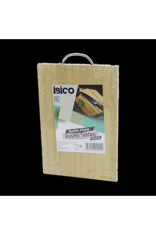 Bambu Ahşap Kesme Tahtası 22x32x1.7 Cm Metal Kulplu Açık Ceviz