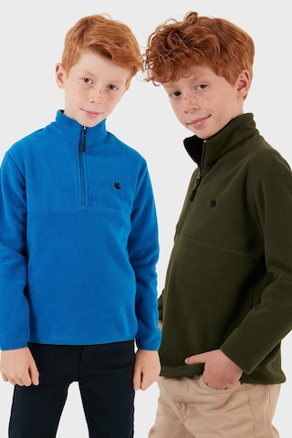 Lela Yumuşak Dokulu Fermuarlı Dik Yaka Şardonlu 2'Li Paket Çocuk Polar 5905002S2 Haki-Saks