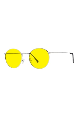 Unisex Altın Rengi Polarize Yuvarlak Retro Gözlük Yeşil - Turuncu 99689310