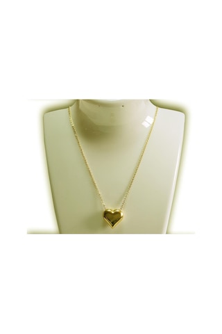 Uzel Çelik Paslanmaz Kararmaz Kalp Şık Zarif Kibar Kolye Sarı