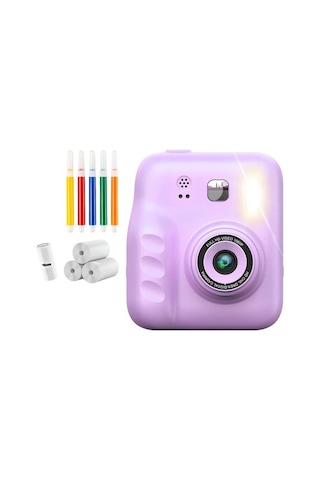 Çocuk Dijital Fotoğraf Makinesi Anında Baskı Ve 4 Rulo Kağıt 5 Kalem