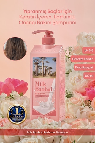 Yıpranmış Saça Onaran Parfümlü Keratinli Şampuan Mılk Baobab Perfume Shampoo Flora Bouquet Tüm Saç Tipleri
