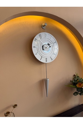 Metaquartz Aksesuar Galileo Led'li - Gümüş - 12-24h - 34 85 Cm , Ledli Duvar Saati Gümüş