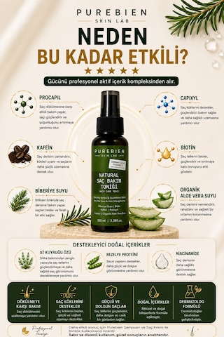 Natural Saç Bakım Toniği Dökülme Karşıtı & Güçlendirici Bakım 100ml