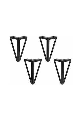 Novahub 4'lü Yedek Mobilya Ayağı Seti, 15cm, Üçgen, Siyah, Paslanmaz Demir, Kendin Yap Masa Ayakları -