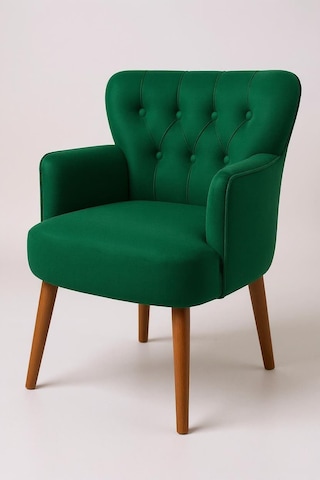 Roma Berjer - Modern Tekli Koltuk - Babyface Kumaş - Yeşil