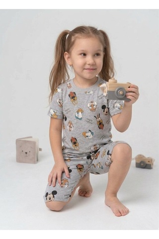 Beka Kids Kız Çocuk Kısa Kollu Ve Şortlu Bisiklet Yaka Rahat Desenli Pijama Takımı Alt-üst Takım Krem