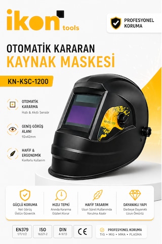 Otomatik Kararan Kaynak Maskesi Ayarlanabilir Kaynakçı Maskesi Tıg Mıg Mma Uyumlu