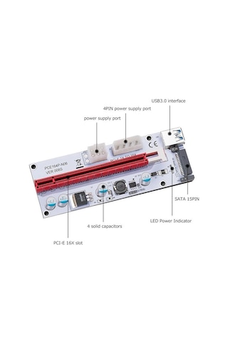12 Adet - Ver008s Riser Kart - Pcı-ex 1x To 16x Usb 3.0 Ekran Kartı Uzatma Mining Adaptörü