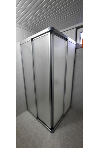 Girayduşakabin 70x100 Parlak Profil Mika Köşe Girişli Kabin Gümüş