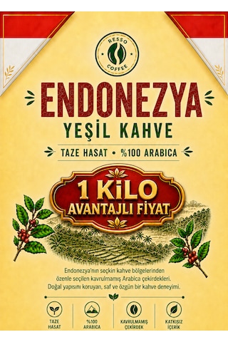 Avantaj Endonezya %100 Arabica Yeşil & Çiğ Kahve Çekirdeği 1 Kilo Çekirdek Kahve