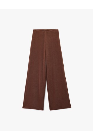 Koton Yüksek Bel Geniş Paça Pantolon Kahverengi 6wak40103ek Kahve