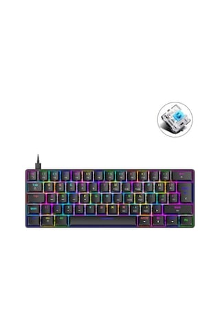 T60 Siyah Renk Mavi Switch Mekanik Kablolu Klavye Gaming Driverli Oyuncu Klavyesi T60 Mini Q T60 Siyah Renk Mavi Switch Mekanik Kablolu Klavye Gaming Driverli Oyuncu Klavyesi T60 Mini Q