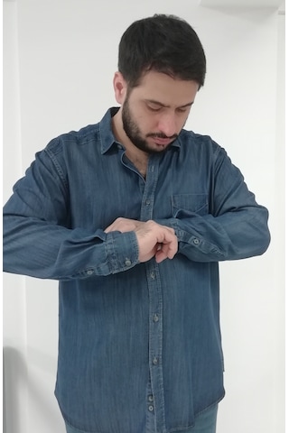 Tousus Büyük Beden Kot Erkek Gömlek Btl-3001-tss Mavi