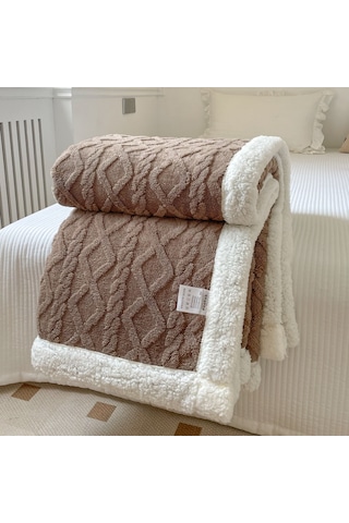 Hqgoodstore Yeni Ev Basit Düz Renk Kalın Kuzu Kadife Çift Yumuşak Tek Battaniye Kahverengi 150 200cm Kahve