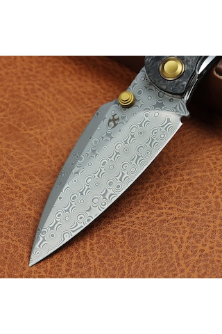 Kansept Falk Karbon Fiber Sap Damascus Çelik Çakı K1142a1 Kum