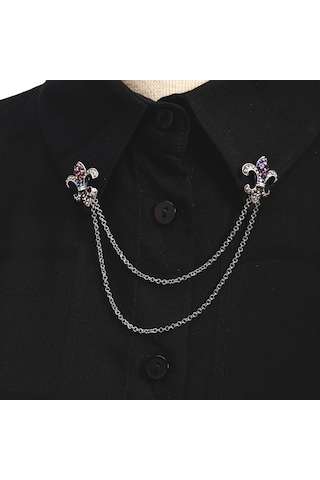 Coolmenclub Fleur De Lis Figürlü Gömlek Yaka İğnesi Gümüş