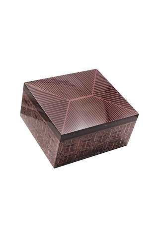 Lafuli Kahverengi Tek Katlı Desenli Humidor Puro Kutusu Rd09