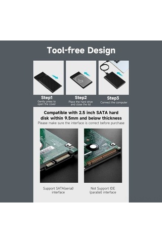 Besthome1 Lenovo S-02 2.5 Sata Dış Hdd Kutusu - Usb 3.0 5gbps Hızlı Aktarım