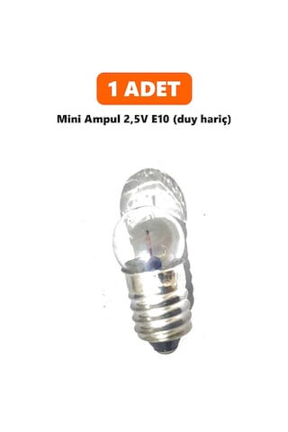 Mini Ampul 2,5v E10 - Fen Deney Lambası, Mini Duy Uyumlu 1 Adet Mini Ampul 2,5v E10 - Fen Deney Lambası, Mini Duy Uyumlu 1 Adet