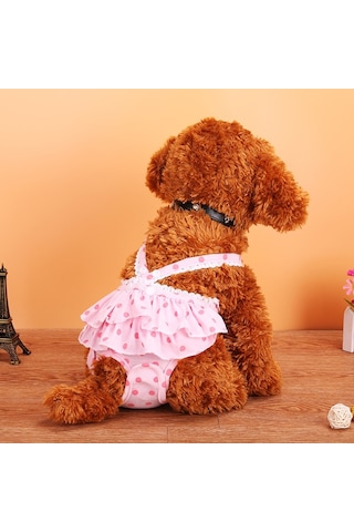 Pet Köpek Polka Dot Etek Ve Önlük Fizyolojik Pantolon Için Adet Fizyolojik Pantolon, Boyut: L Pembe