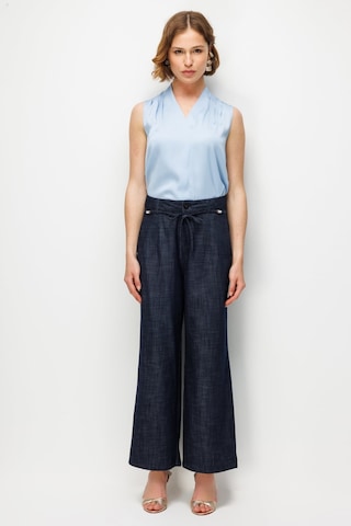 Ekol Kadın Beli Süs Kemerli Bol Paça Pantolon 4934 Indigo