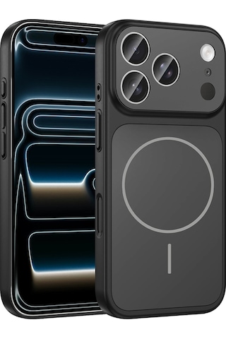 Apple Uyumlu iPhone 17 Pro Max Kılıf Zore M-safe Şarj Özellikli Kamera Korumalı Formen Kapak Siyah