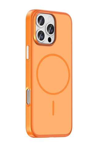 Apple iPhone Uyumlu 16 Pro Kılıf M-safe Şarj Özellikli Zore Lora Pc Kapak - Turuncu
