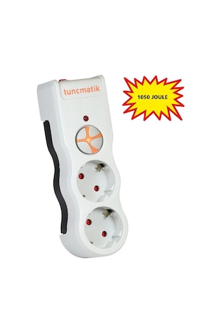 Tunçmatik İkili Akım Korumalı Priz Anahtarlı Beyaz Tsk519021 1050 Joule