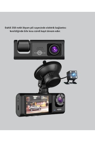 Üç Kameralı Araç Dvr Full Hd Gece Görüşlü Ve 2 İnç Ips Ekranlı