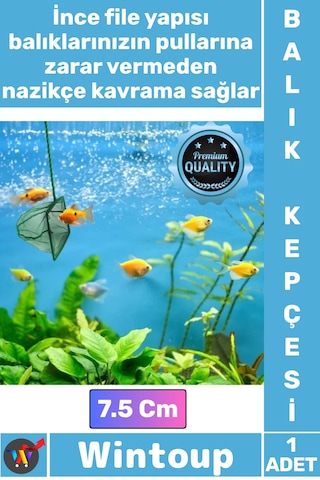 Akvaryumkepçesi Profesyonel Sağlam Dayanıklı İnce Fileli Akvarist Akvaryum Balık Kepçesi 7.5 Cm
