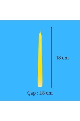 6 Lı Kısa Sarı Konik Şamdan Mum Yükseklik 18 Cm Sarı