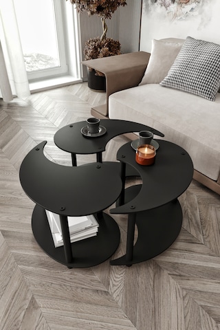 Yin Yang Unıty Serenıty Orta Sehpa 3 Lü Siyah 70cm Siyah