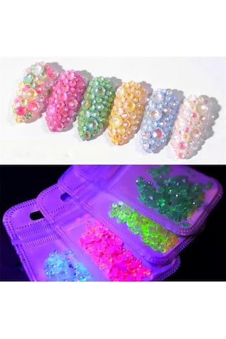Hacimsel Neon Kristal Taş Yeşil - 3d Parlak Nail Art Tırnak Süsü