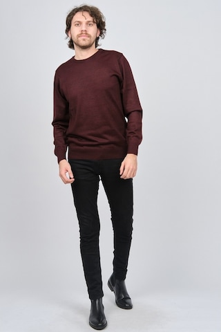 Ateş Triko Erkek Yuvarlak Yaka Yün Kazak 6090005 Bordo Bordo
