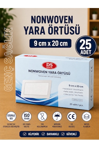 Ds Sağlık Nonwoven Yara Örtüsü 9cm 20cm 25'li