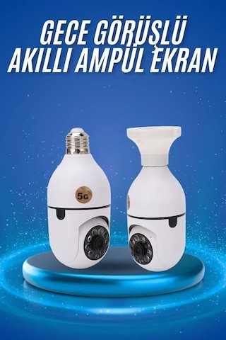 Gece Görüşlü Akıllı Dönebilen Ev Kamerası Ampül Kamera 34948716