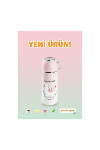Tnt-6941395982660-bomb Okd-1083300p-040-01-okadı Pembe Desenli Bardaklı Paslanmaz Çelik Termos 300ml