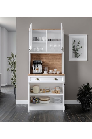 Gözde 2 Kapaklı Kahve Köşesi 93 Cm Mdf Led Aydınlatmalı