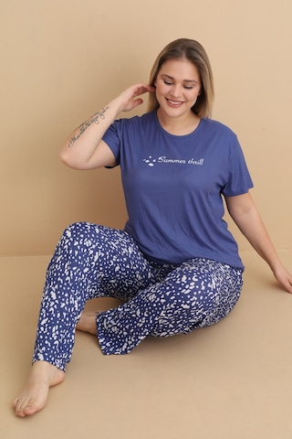 Wordex Mirano 9400 Summer Thrill Kısa Kollu Pegasus Büyük Beden Kadın Pijama Takımı Lacivert