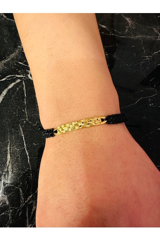 Erkek Bileklik, Gümüş Gold Renk Altın Kaplama Özel Tasarım Erkek